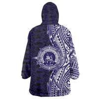 Tonga Queen Salote College 100th Years Wearable Blanket Hoodie Blue Tonga Kupesi Uniquely Pacific Art LT9 - Polynesian Pride