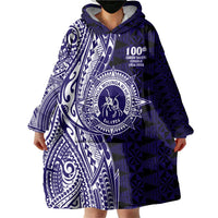 Tonga Queen Salote College 100th Years Wearable Blanket Hoodie Blue Tonga Kupesi Uniquely Pacific Art LT9 - Polynesian Pride