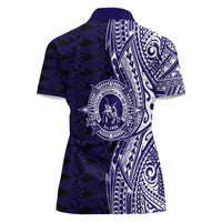Tonga Queen Salote College 100th Years Women Polo Shirt Blue Tonga Kupesi Uniquely Pacific Art LT9 - Polynesian Pride