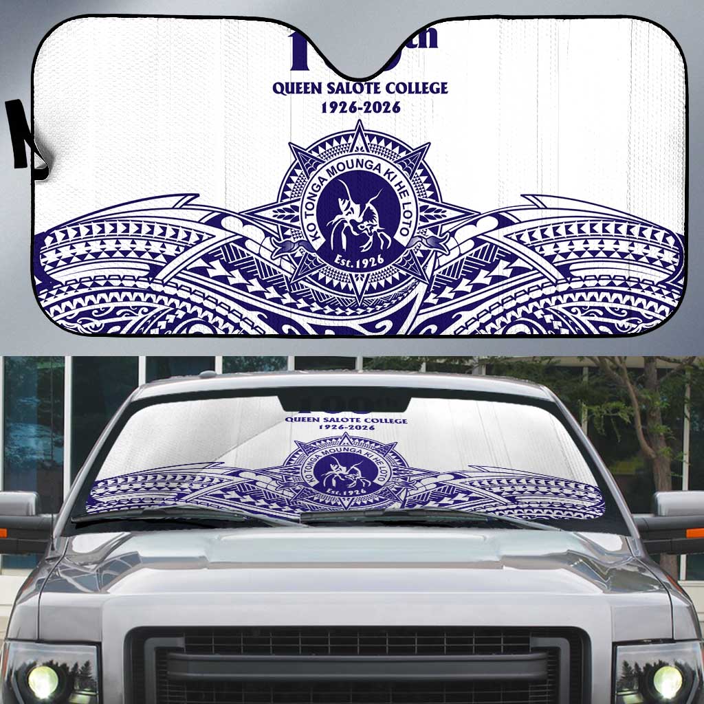 Tonga Queen Salote College 100th Years Auto Sun Shade White Tonga Kupesi Uniquely Pacific Art - Polynesian Pride