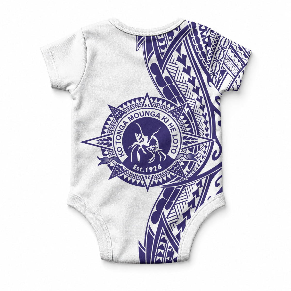 Tonga Queen Salote College 100th Years Baby Onesie White Tonga Kupesi Uniquely Pacific Art