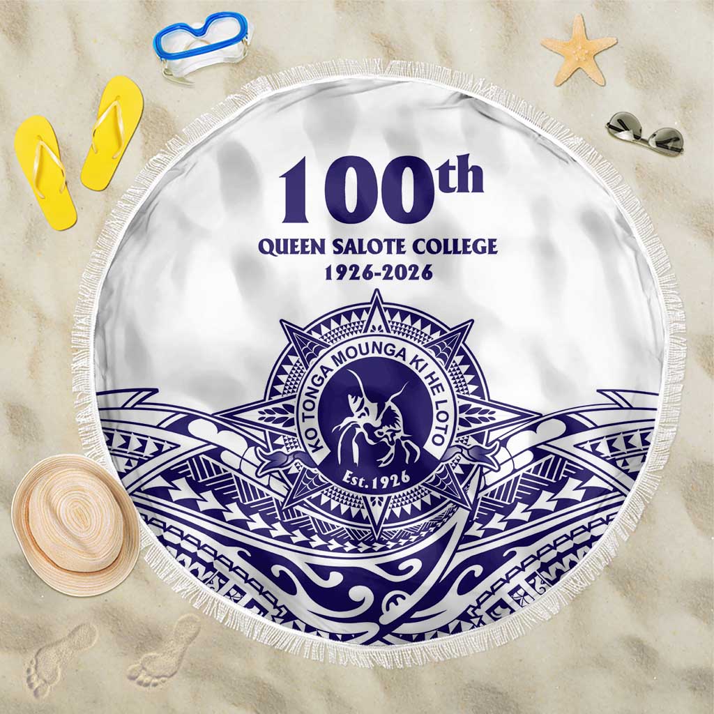 Tonga Queen Salote College 100th Years Beach Blanket White Tonga Kupesi Uniquely Pacific Art LT9 One Size 150cm White - Polynesian Pride