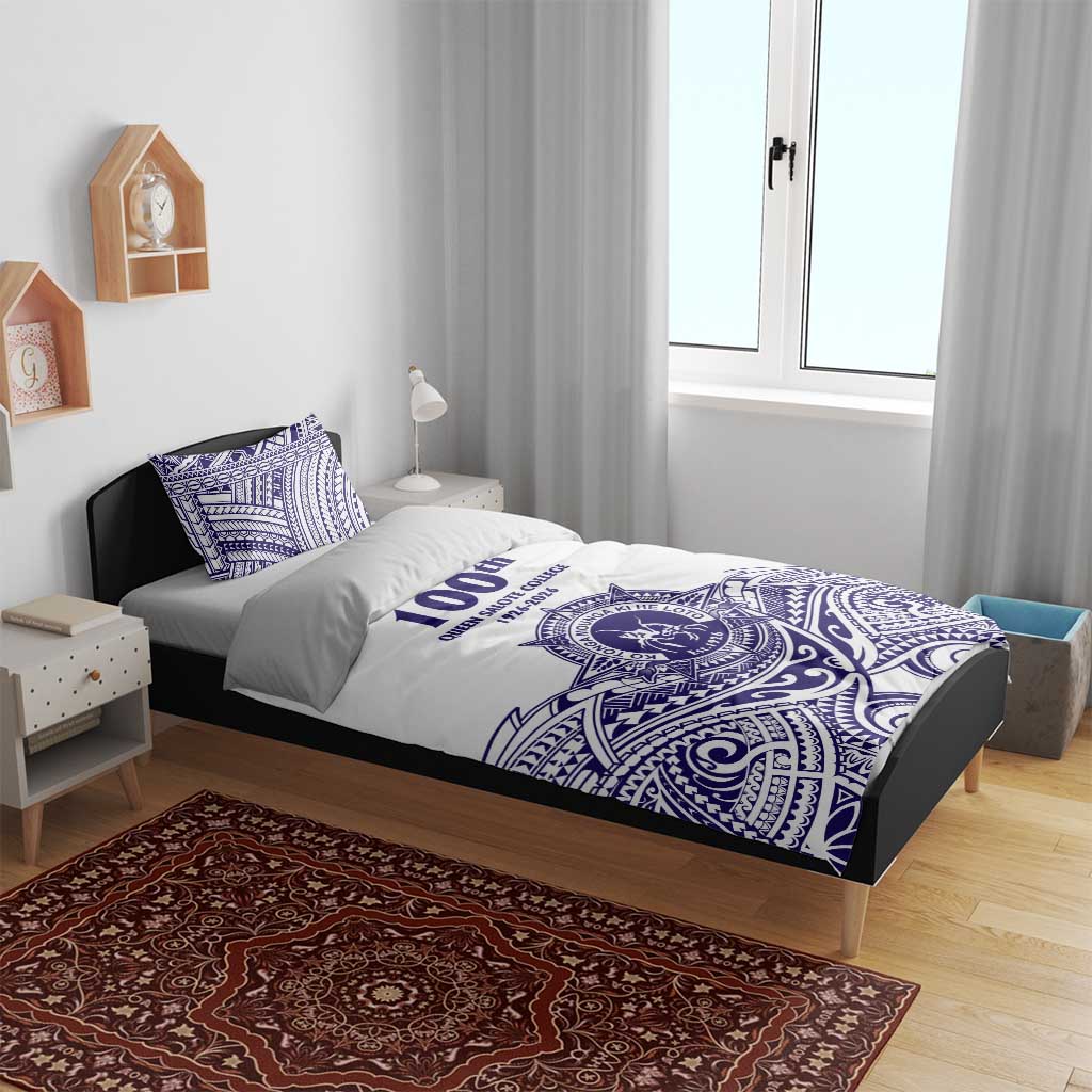 Tonga Queen Salote College 100th Years Bedding Set White Tonga Kupesi Uniquely Pacific Art - Polynesian Pride