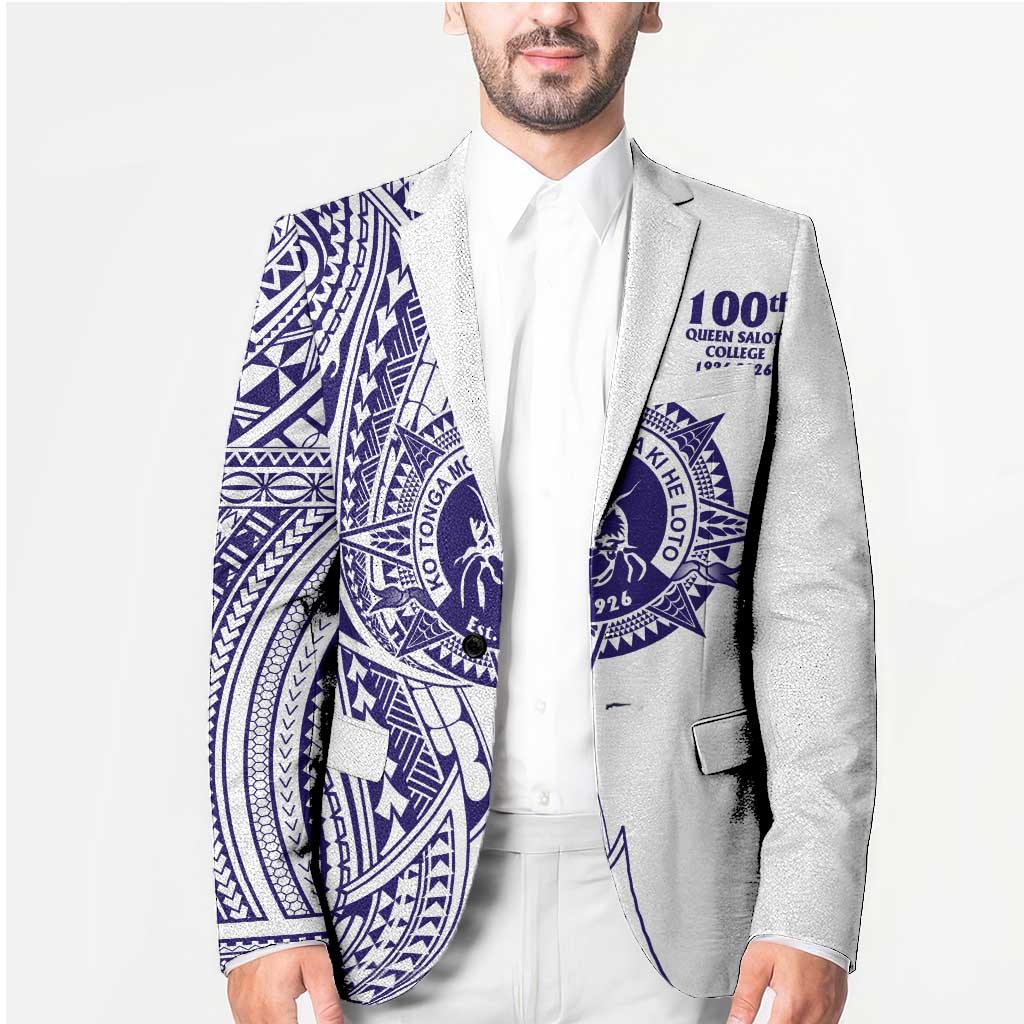 Tonga Queen Salote College 100th Years Blazer White Tonga Kupesi Uniquely Pacific Art - Polynesian Pride