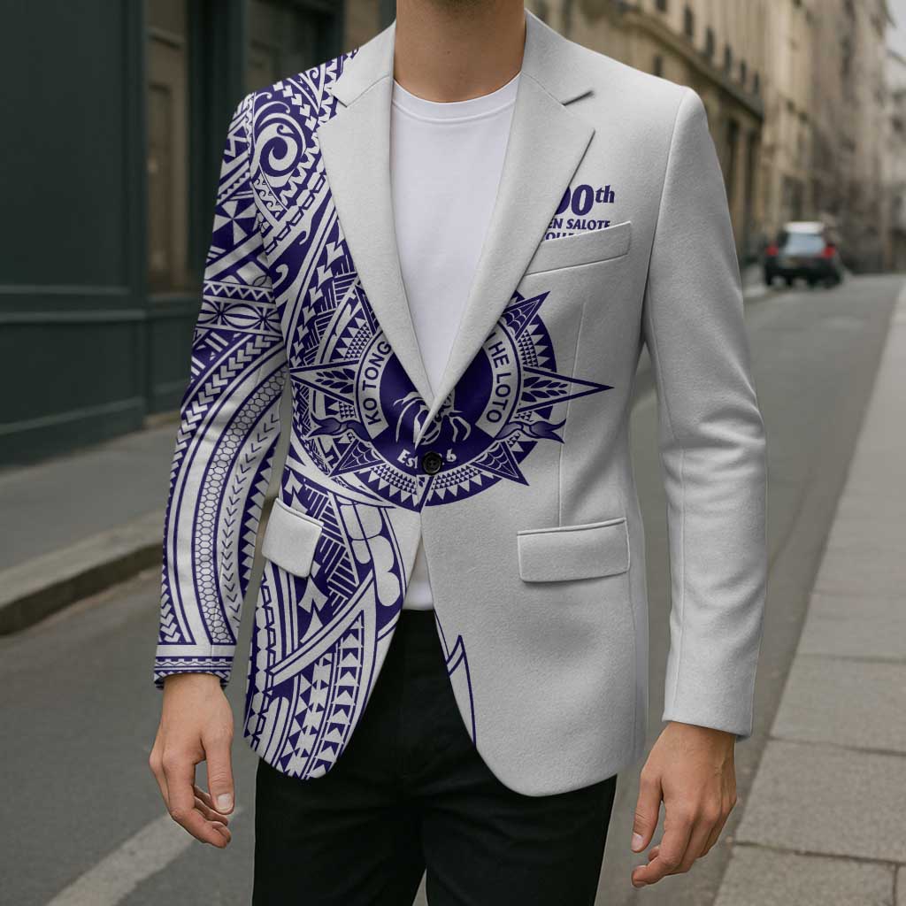 Tonga Queen Salote College 100th Years Blazer White Tonga Kupesi Uniquely Pacific Art - Polynesian Pride