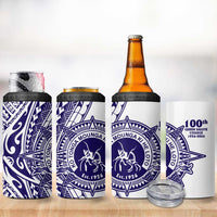 Tonga Queen Salote College 100th Years 4 in 1 Can Cooler Tumbler White Tonga Kupesi Uniquely Pacific Art - Polynesian Pride