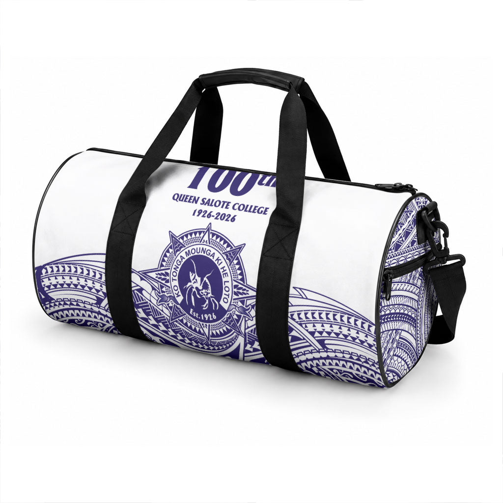 Tonga Queen Salote College 100th Years Duffle Bag White Tonga Kupesi Uniquely Pacific Art
