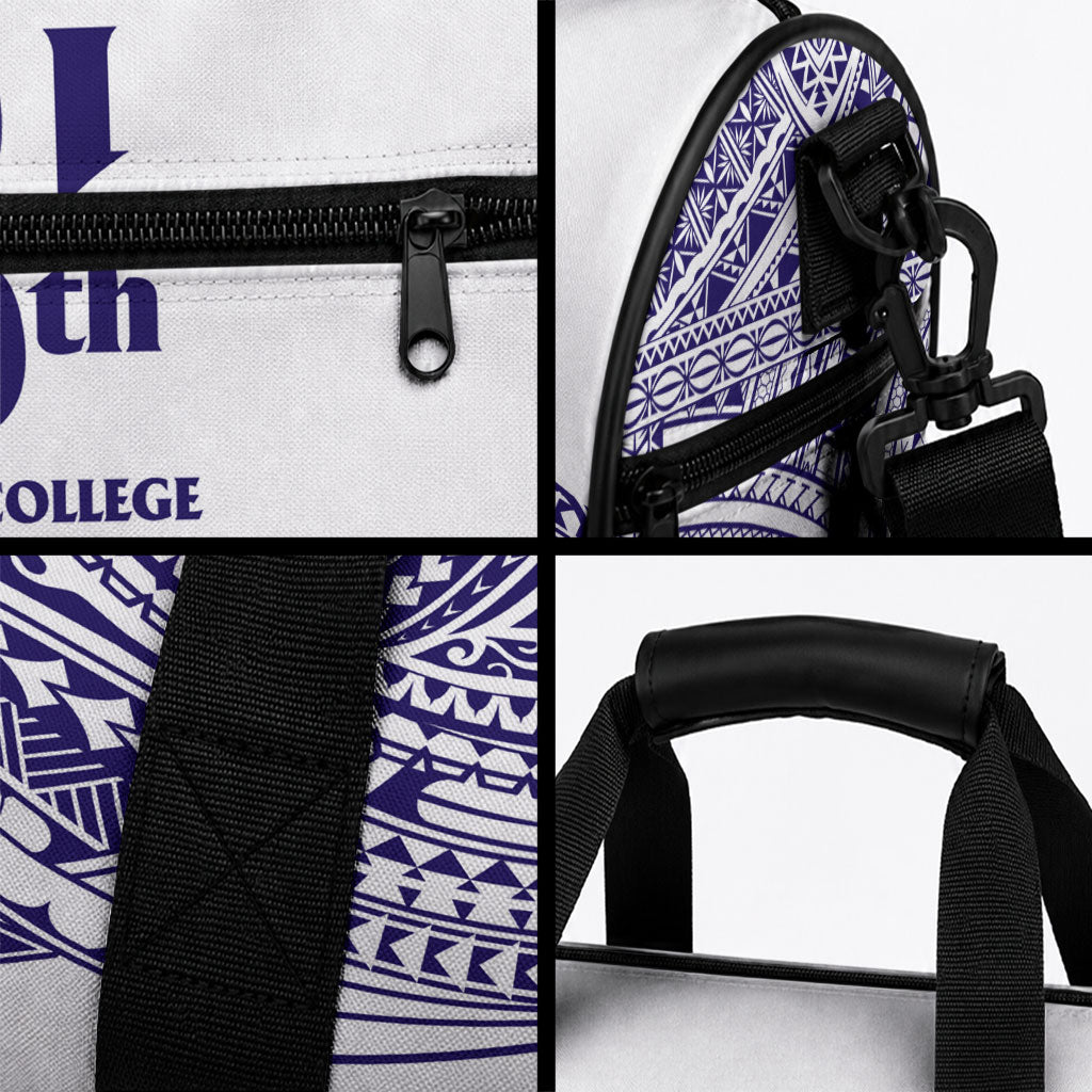 Tonga Queen Salote College 100th Years Duffle Bag White Tonga Kupesi Uniquely Pacific Art