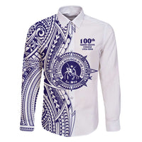 Tonga Queen Salote College 100th Years Family Matching Long Sleeve Bodycon Dress and Hawaiian Shirt White Tonga Kupesi Uniquely Pacific Art LT9 Dad's Shirt - Long Sleeve White - Polynesian Pride