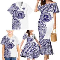 Tonga Queen Salote College 100th Years Family Matching Mermaid Dress and Hawaiian Shirt White Tonga Kupesi Uniquely Pacific Art LT9 - Polynesian Pride