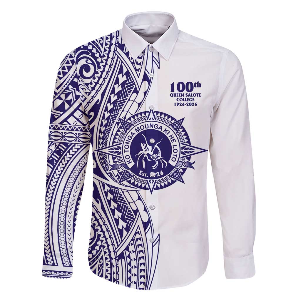 Tonga Queen Salote College 100th Years Family Matching Off Shoulder Maxi Dress and Hawaiian Shirt White Tonga Kupesi Uniquely Pacific Art LT9 Dad's Shirt - Long Sleeve White - Polynesian Pride