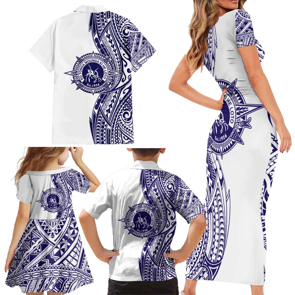 Tonga Queen Salote College 100th Years Family Matching Short Sleeve Bodycon Dress and Hawaiian Shirt White Tonga Kupesi Uniquely Pacific Art LT9 - Polynesian Pride