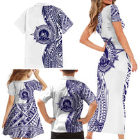 Tonga Queen Salote College 100th Years Family Matching Short Sleeve Bodycon Dress and Hawaiian Shirt White Tonga Kupesi Uniquely Pacific Art LT9 - Polynesian Pride