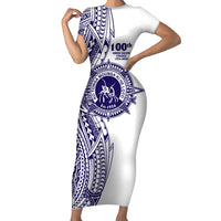Tonga Queen Salote College 100th Years Family Matching Short Sleeve Bodycon Dress and Hawaiian Shirt White Tonga Kupesi Uniquely Pacific Art LT9 Mom's Dress White - Polynesian Pride