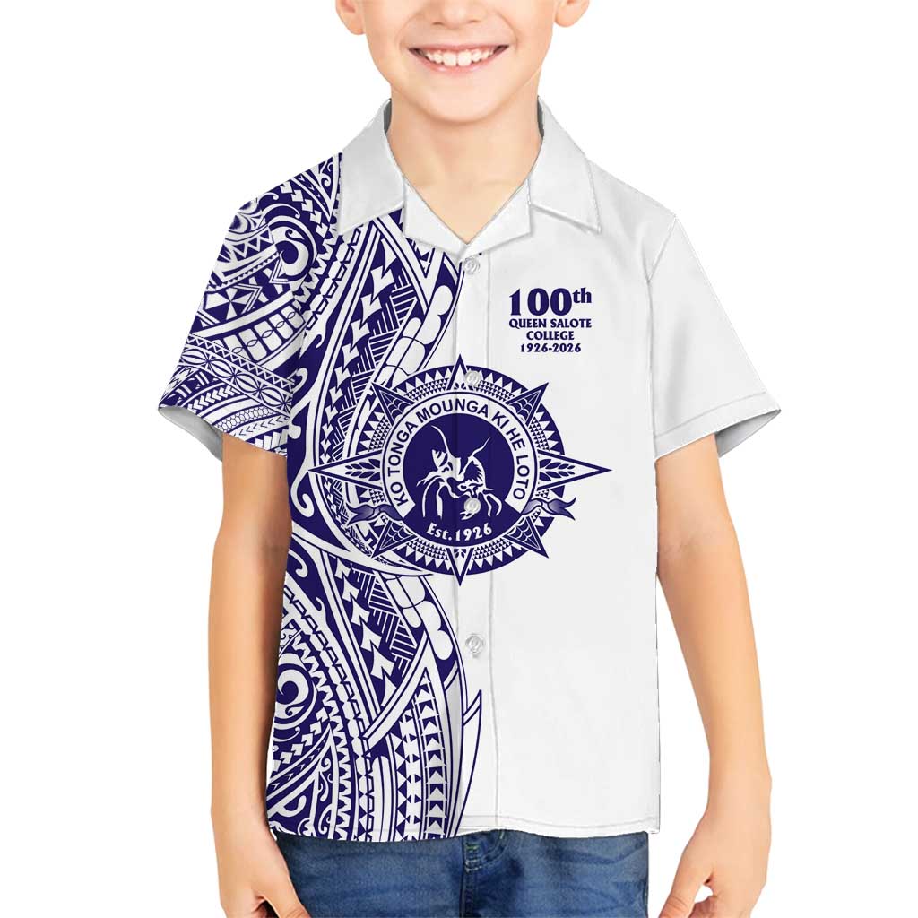 Tonga Queen Salote College 100th Years Family Matching Tank Maxi Dress and Hawaiian Shirt White Tonga Kupesi Uniquely Pacific Art LT9 Son's Shirt White - Polynesian Pride
