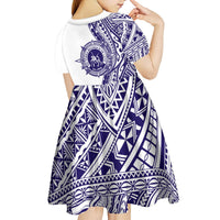 Tonga Queen Salote College 100th Years Kid Short Sleeve Dress White Tonga Kupesi Uniquely Pacific Art LT9 - Polynesian Pride