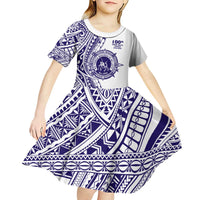 Tonga Queen Salote College 100th Years Kid Short Sleeve Dress White Tonga Kupesi Uniquely Pacific Art LT9 - Polynesian Pride