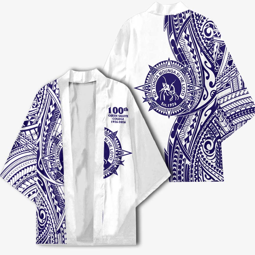 Tonga Queen Salote College 100th Years Kimono White Tonga Kupesi Uniquely Pacific Art - Polynesian Pride