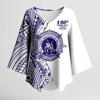 Tonga Queen Salote College 100th Years Kimono Sleeve Blouse White Tonga Kupesi Uniquely Pacific Art - Polynesian Pride