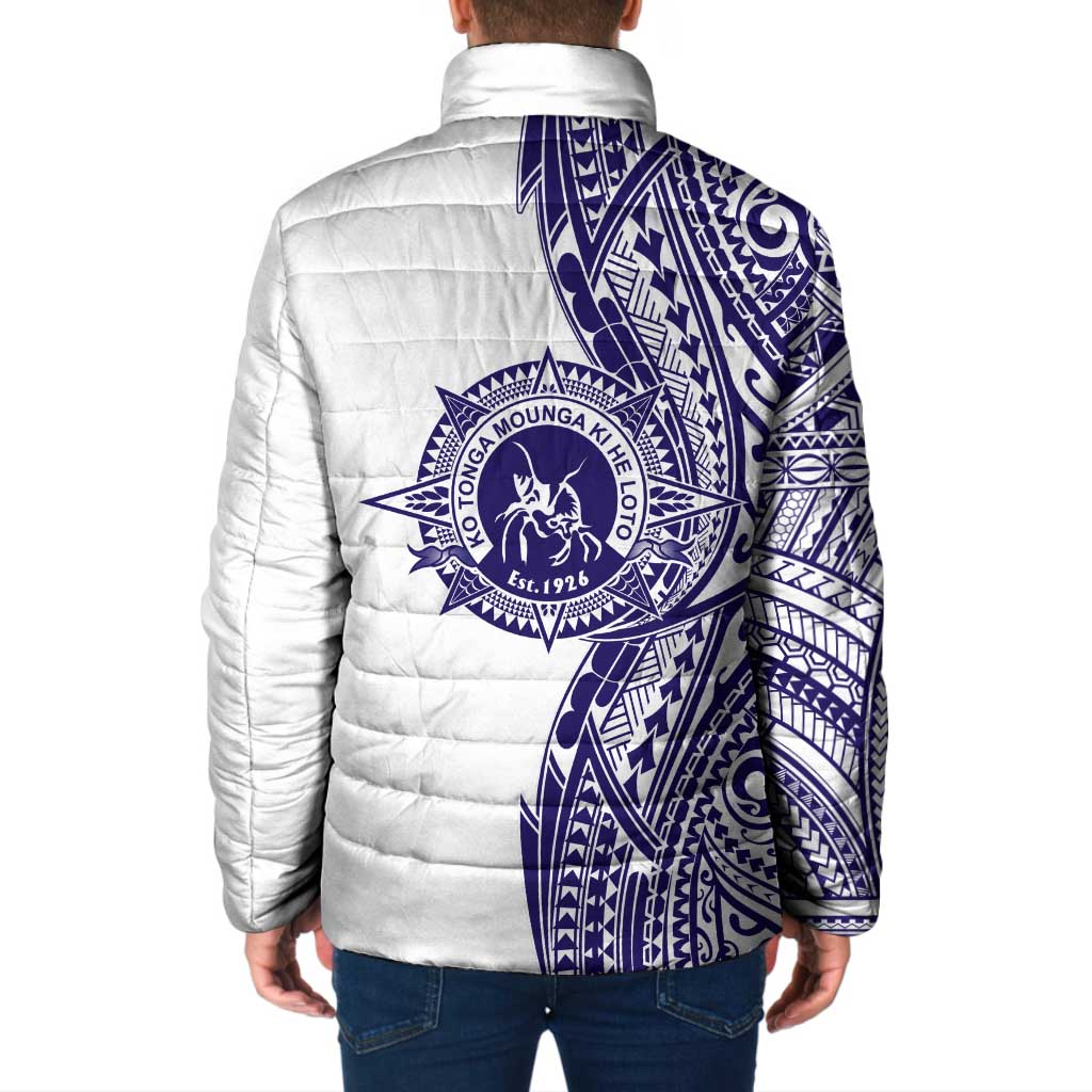 Tonga Queen Salote College 100th Years Padded Jacket White Tonga Kupesi Uniquely Pacific Art LT9 - Polynesian Pride