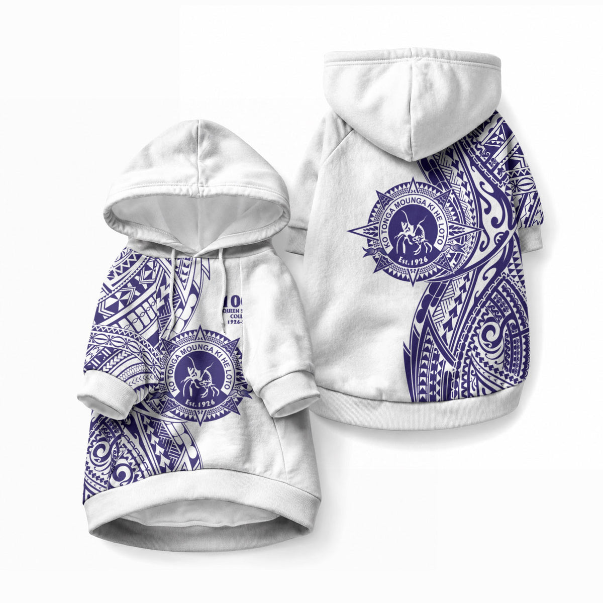 Tonga Queen Salote College 100th Years Pet Hoodie White Tonga Kupesi Uniquely Pacific Art