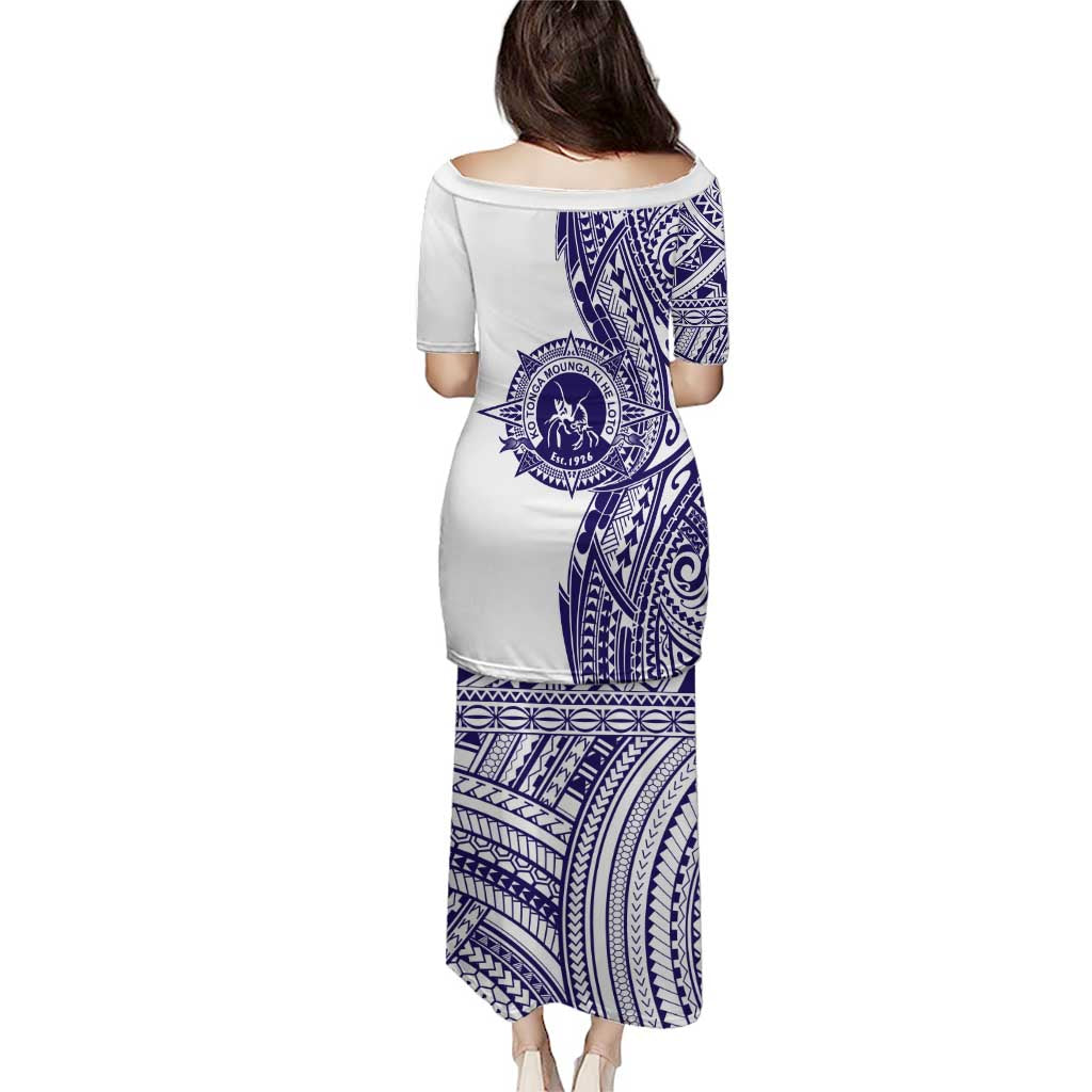 Tonga Queen Salote College 100th Years Puletasi White Tonga Kupesi Uniquely Pacific Art - Polynesian Pride