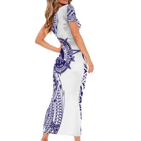 Tonga Queen Salote College 100th Years Short Sleeve Bodycon Dress White Tonga Kupesi Uniquely Pacific Art LT9 - Polynesian Pride