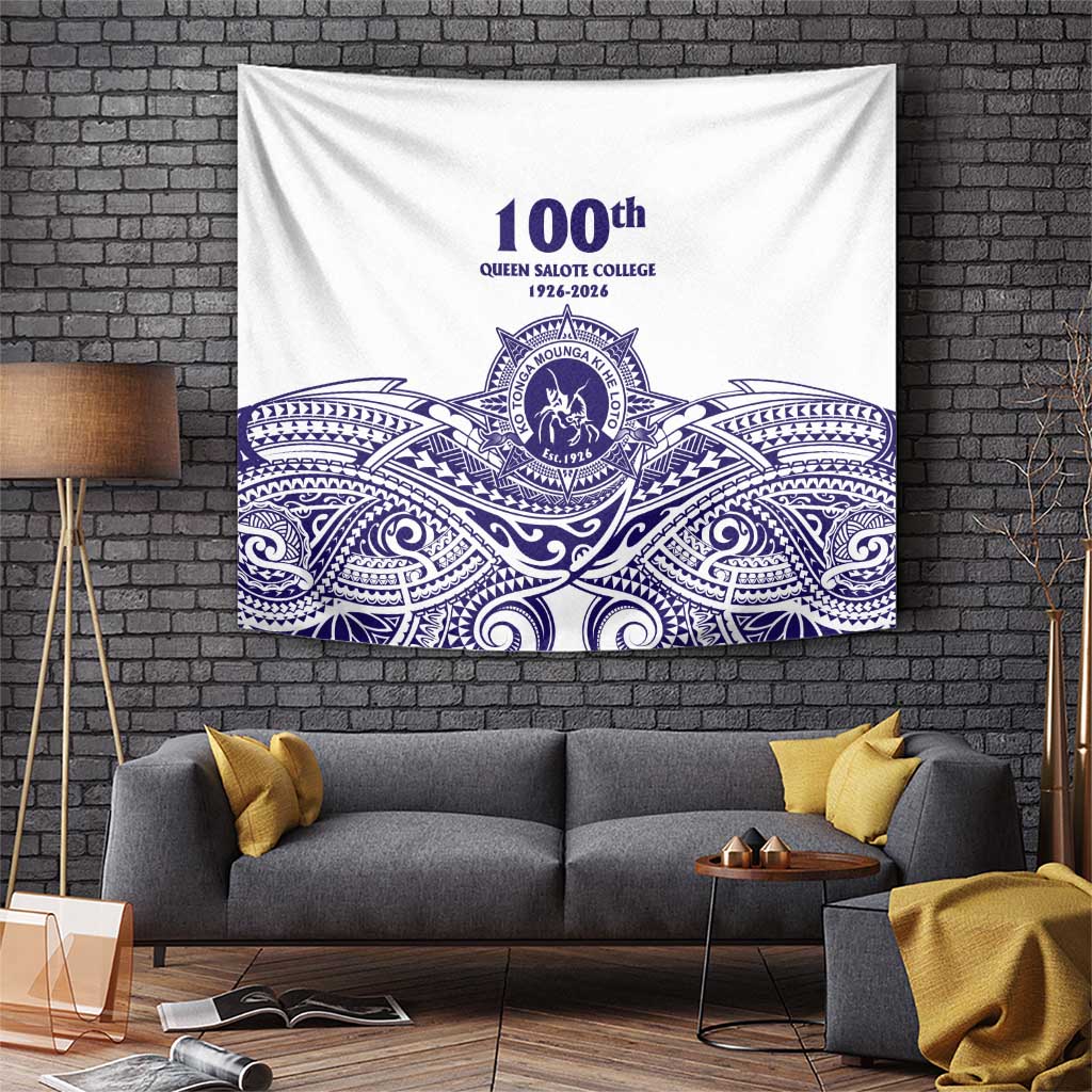 Tonga Queen Salote College 100th Years Tapestry White Tonga Kupesi Uniquely Pacific Art LT9 White - Polynesian Pride