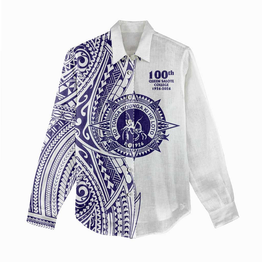 Tonga Queen Salote College 100th Years Women Casual Shirt White Tonga Kupesi Uniquely Pacific Art LT9 - Polynesian Pride
