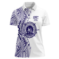 Tonga Queen Salote College 100th Years Women Polo Shirt White Tonga Kupesi Uniquely Pacific Art LT9 Female White - Polynesian Pride