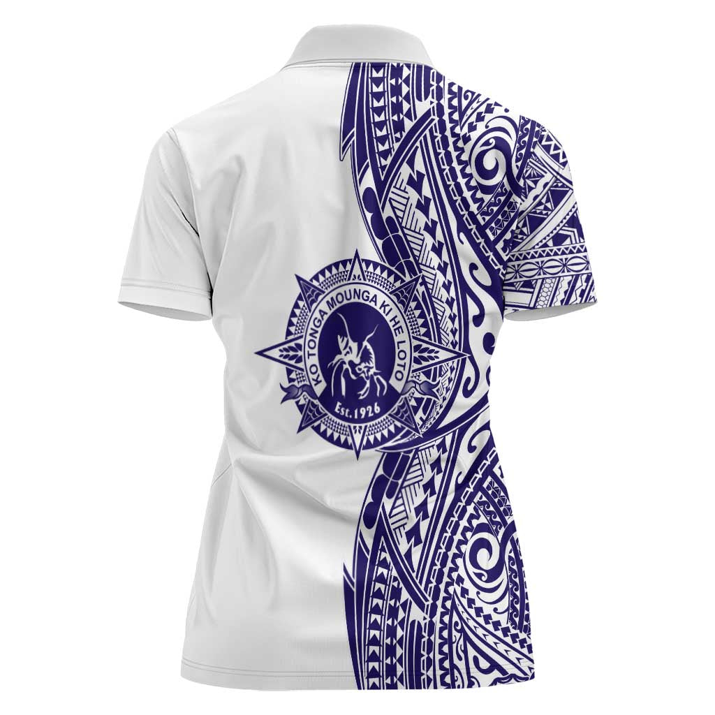 Tonga Queen Salote College 100th Years Women Polo Shirt White Tonga Kupesi Uniquely Pacific Art LT9 - Polynesian Pride