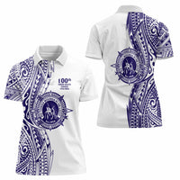 Tonga Queen Salote College 100th Years Women Polo Shirt White Tonga Kupesi Uniquely Pacific Art LT9 - Polynesian Pride