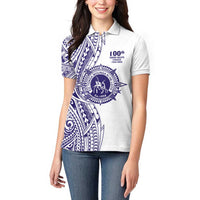 Tonga Queen Salote College 100th Years Women Polo Shirt White Tonga Kupesi Uniquely Pacific Art LT9 - Polynesian Pride