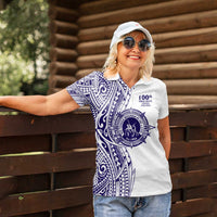 Tonga Queen Salote College 100th Years Women Polo Shirt White Tonga Kupesi Uniquely Pacific Art LT9 - Polynesian Pride