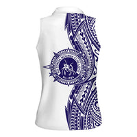 Tonga Queen Salote College 100th Years Women Sleeveless Polo Shirt White Tonga Kupesi Uniquely Pacific Art LT9 - Polynesian Pride
