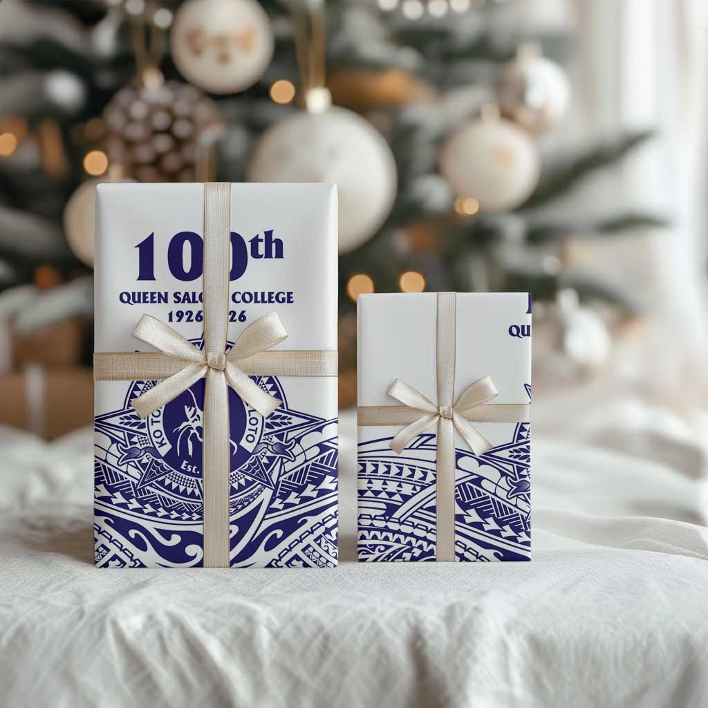 Tonga Queen Salote College 100th Years Wrapping Paper White Tonga Kupesi Uniquely Pacific Art - Polynesian Pride