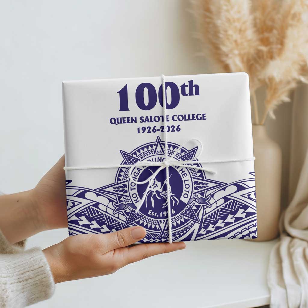 Tonga Queen Salote College 100th Years Wrapping Paper White Tonga Kupesi Uniquely Pacific Art - Polynesian Pride
