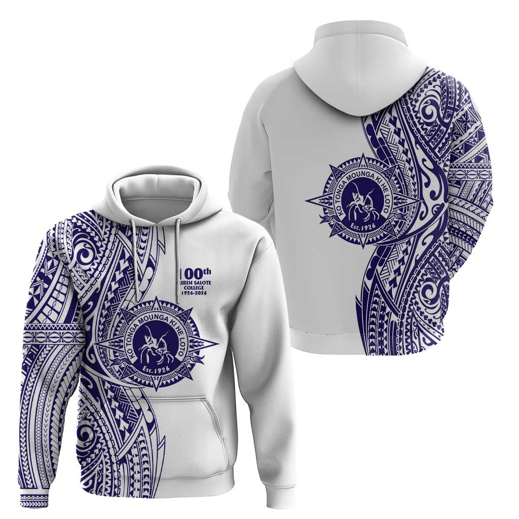 Tonga Queen Salote College 100th Years Zip Hoodie White Tonga Kupesi Uniquely Pacific Art LT9 - Polynesian Pride