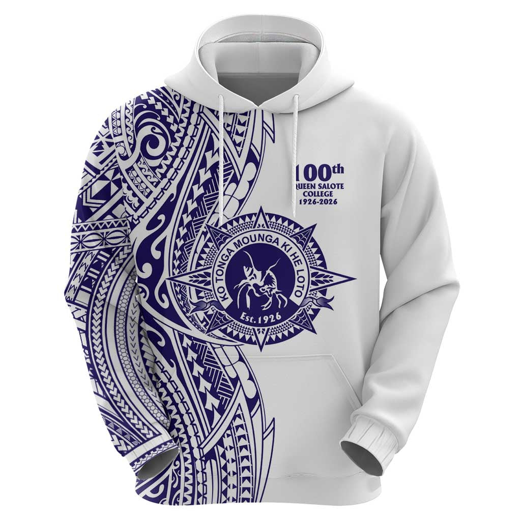 Tonga Queen Salote College 100th Years Zip Hoodie White Tonga Kupesi Uniquely Pacific Art LT9 - Polynesian Pride
