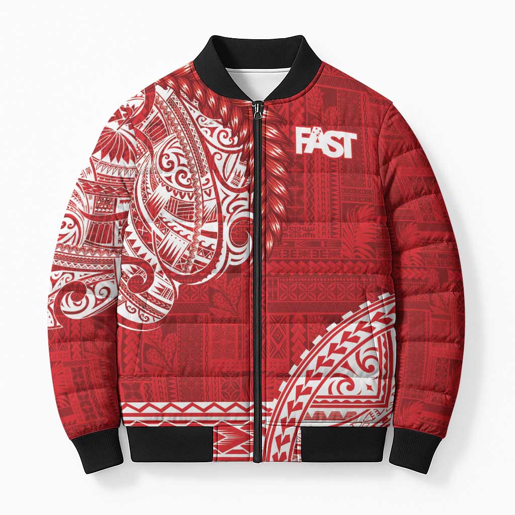 Samoa FAST Bomber Puffer Jacket Samoan Motif Patterns - Polynesian Pride