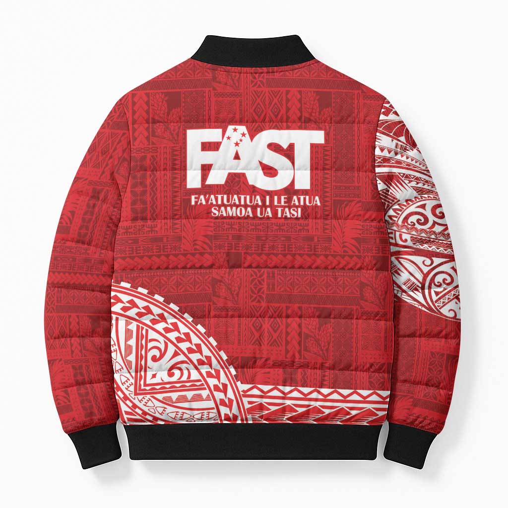 Samoa FAST Bomber Puffer Jacket Samoan Motif Patterns - Polynesian Pride
