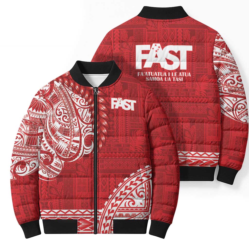 Samoa FAST Bomber Puffer Jacket Samoan Motif Patterns - Polynesian Pride