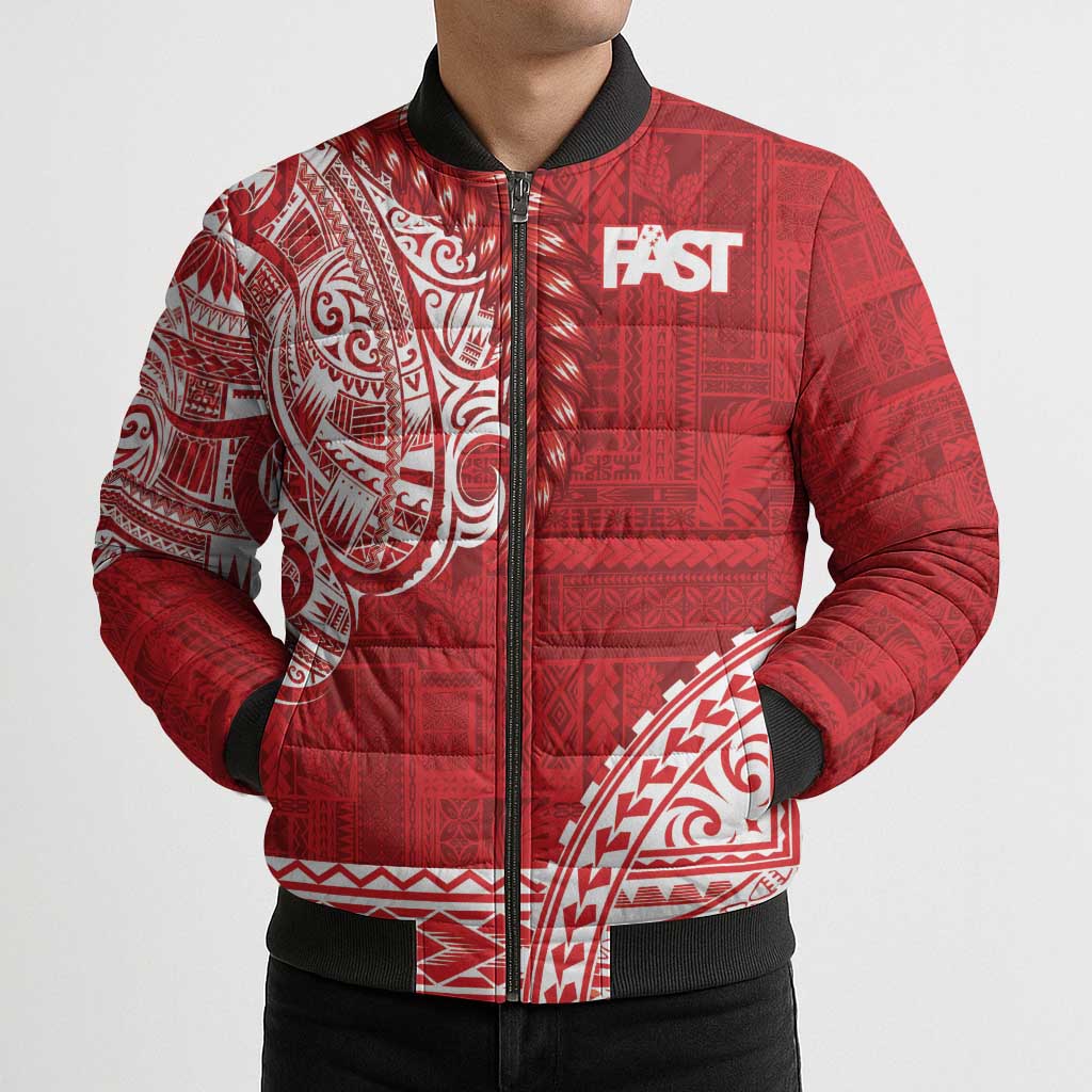 Samoa FAST Bomber Puffer Jacket Samoan Motif Patterns - Polynesian Pride