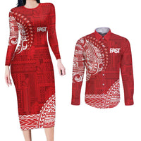 Samoa FAST Couples Matching Long Sleeve Bodycon Dress and Long Sleeve Button Shirt Samoan Motif Patterns - Polynesian Pride