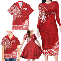 Samoa FAST Family Matching Long Sleeve Bodycon Dress and Hawaiian Shirt Samoan Motif Patterns - Polynesian Pride