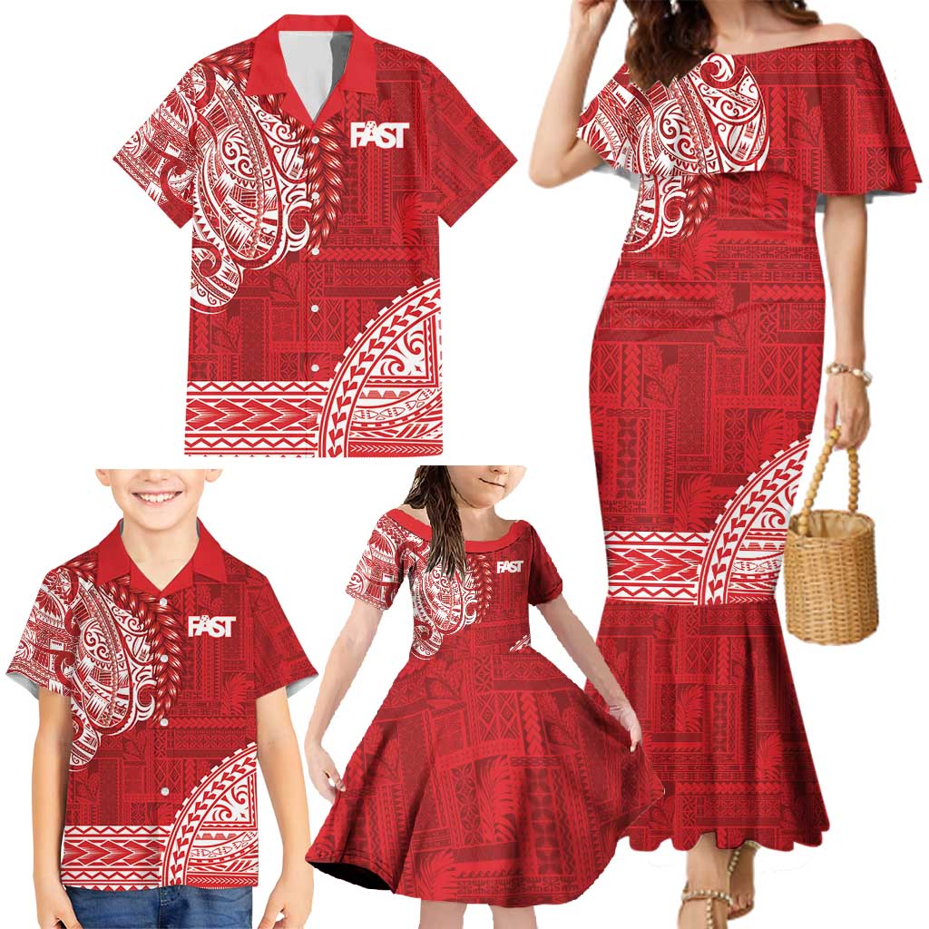 Samoa FAST Family Matching Mermaid Dress and Hawaiian Shirt Samoan Motif Patterns - Polynesian Pride