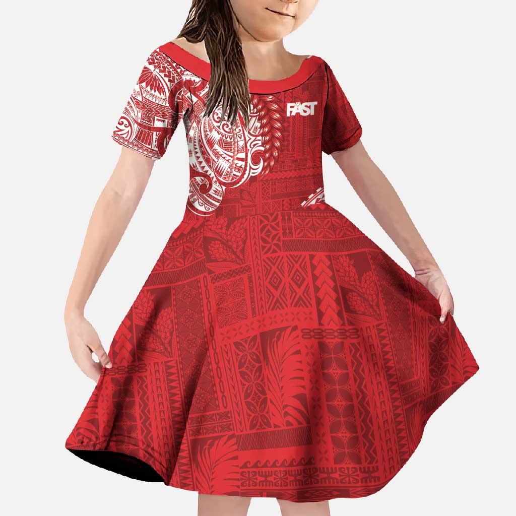 Samoa FAST Family Matching Summer Maxi Dress and Hawaiian Shirt Samoan Motif Patterns - Polynesian Pride