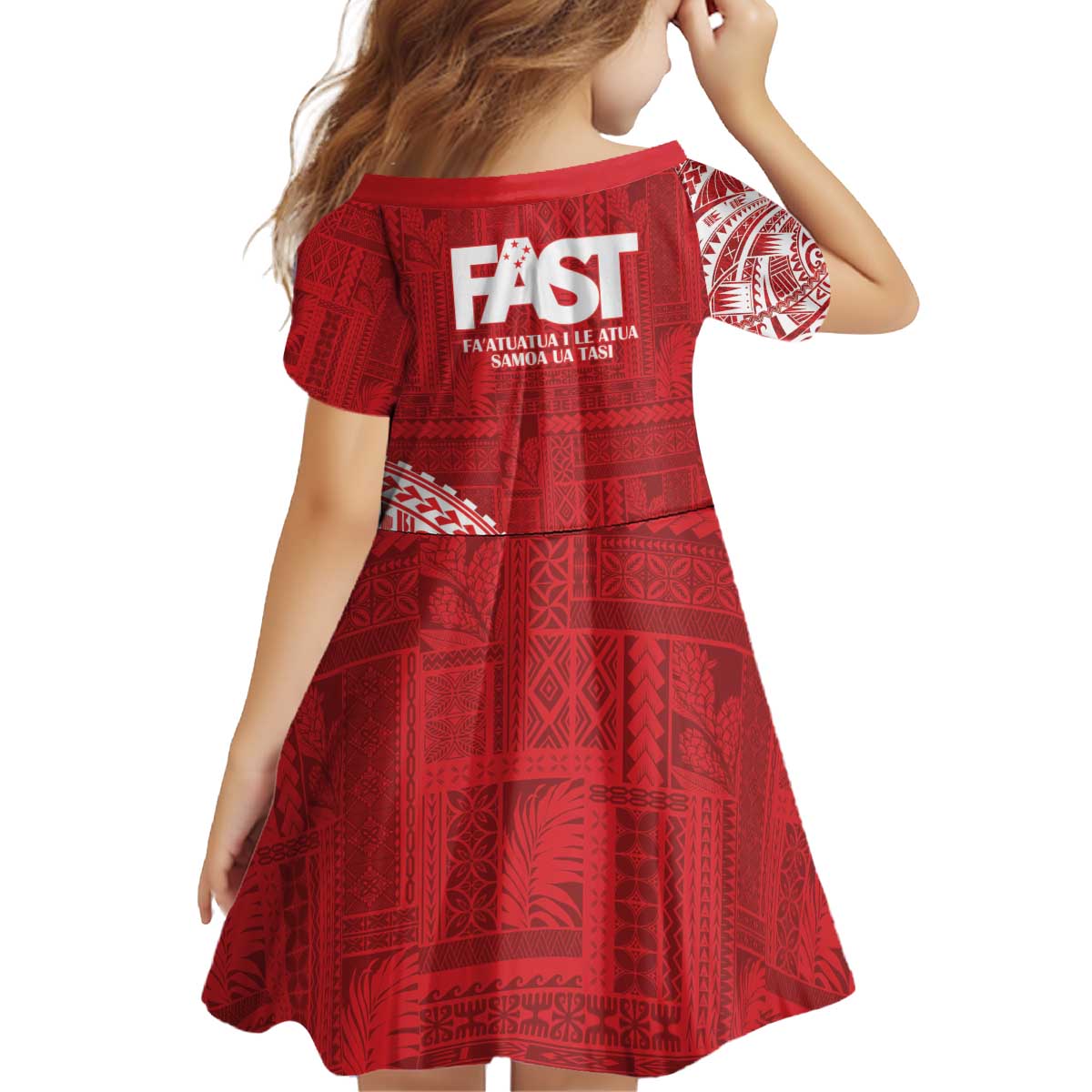 Samoa FAST Kid Short Sleeve Dress Samoan Motif Patterns - Polynesian Pride