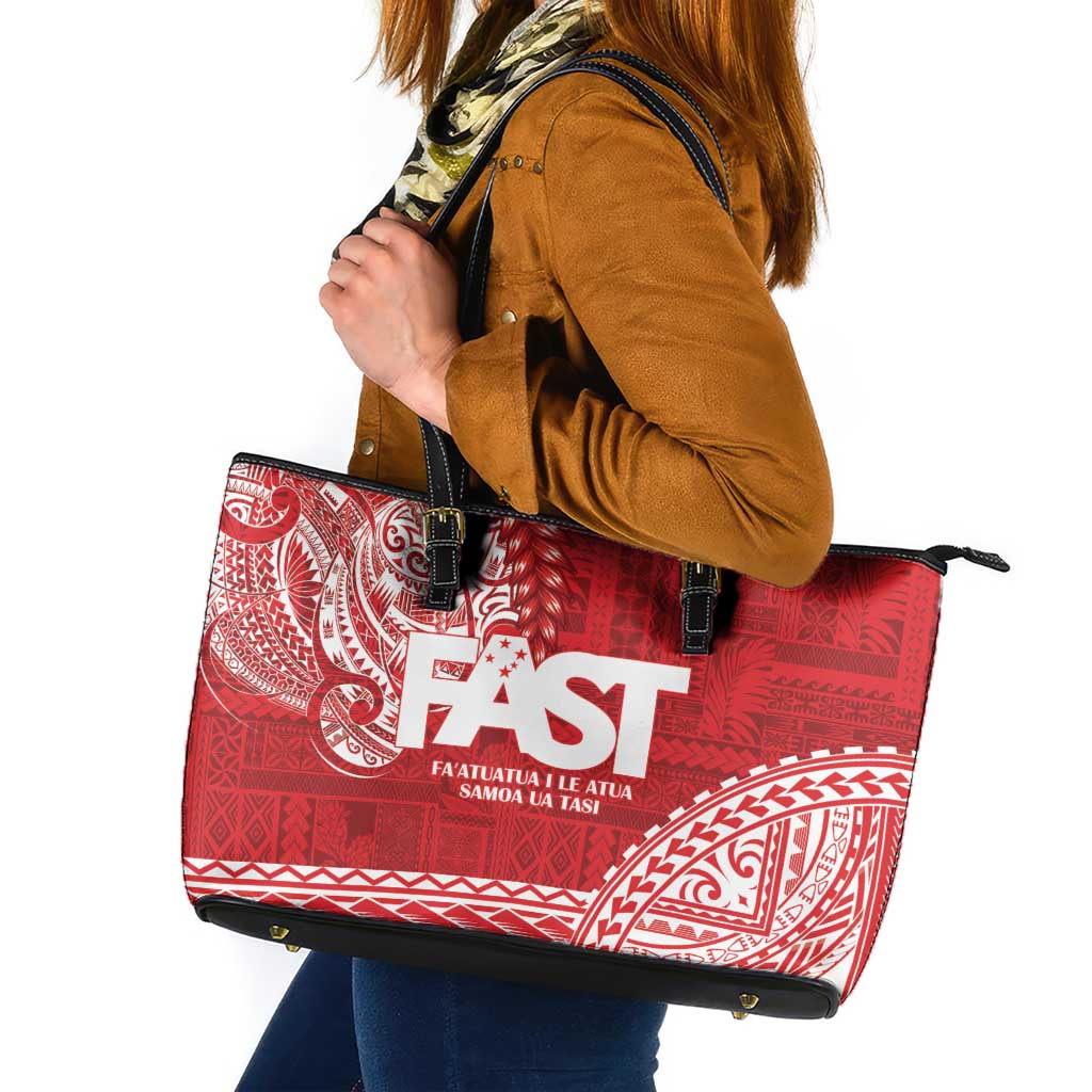 Samoa FAST Leather Tote Bag Samoan Motif Patterns - Polynesian Pride