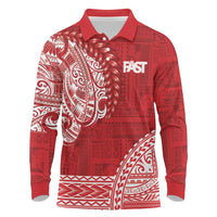 Samoa FAST Long Sleeve Polo Shirt Samoan Motif Patterns - Polynesian Pride